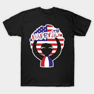 Happy 4th of July, Afro girl t-shirt T-Shirt